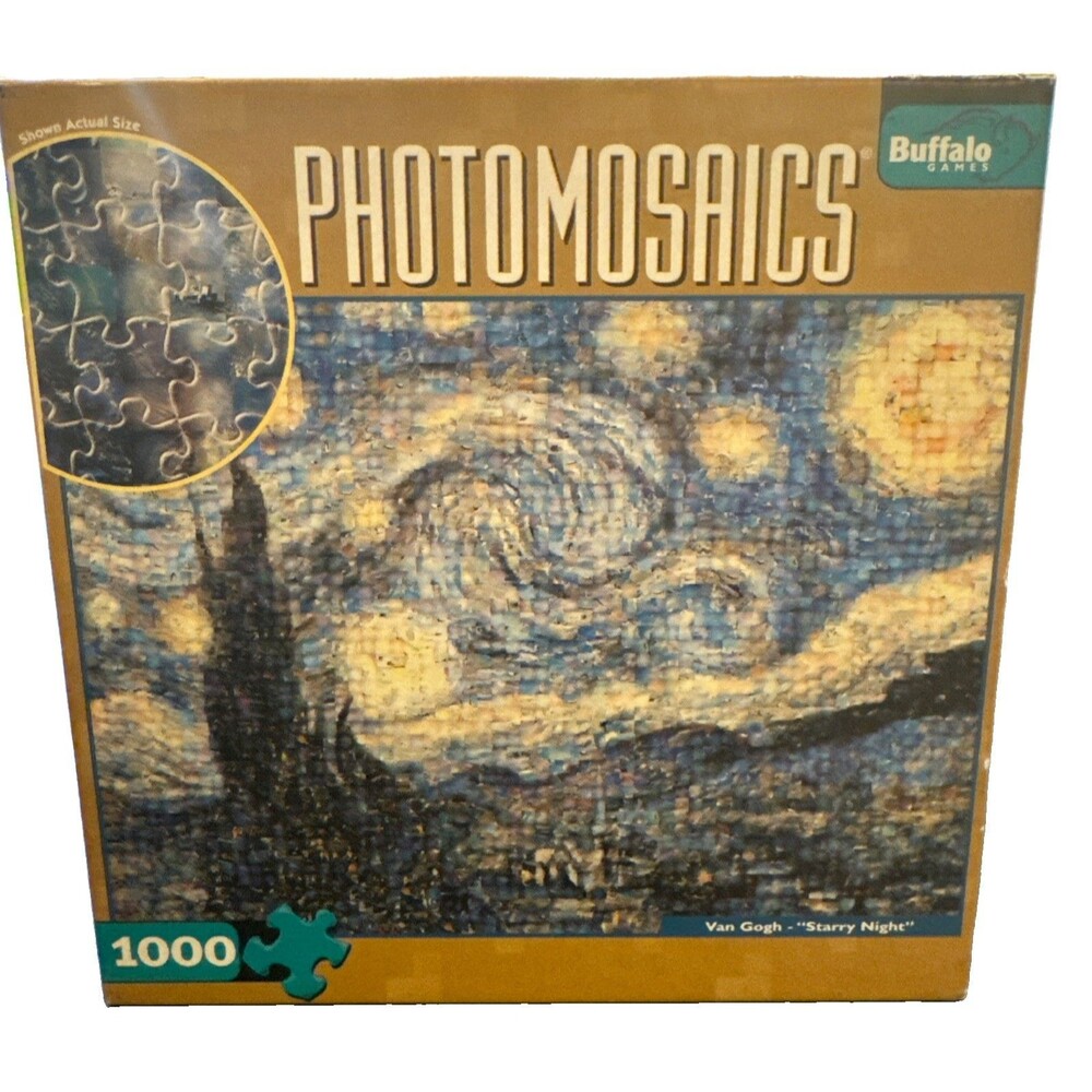 Buffalo Photomosaics Van Gogh Starry Night 1000 Piece Jigsaw Puzzle Used